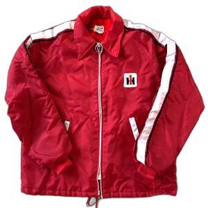 Vintage 70s International Harvester Swingster Jacket Men Medium Red Racing IH